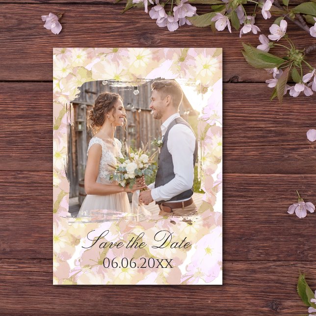 Pastel Summer Floral Photo Save the Date (Creator Uploaded)