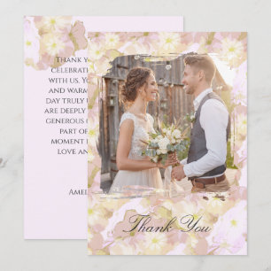 Pastel Summer Floral Photo Thank You Card