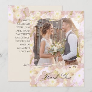 Pastel Summer Floral Photo Thank You Card