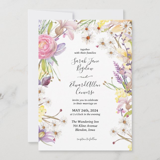 Pastel Summer Floral Wedding Invitation (Front)