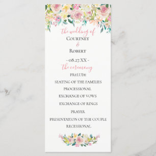 Pastel Summer Floral Wedding Program Programme