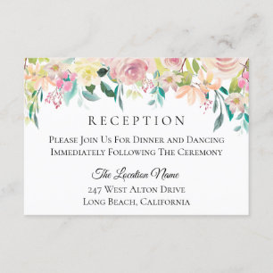 Pastel Summer Floral Wedding Reception Invitation