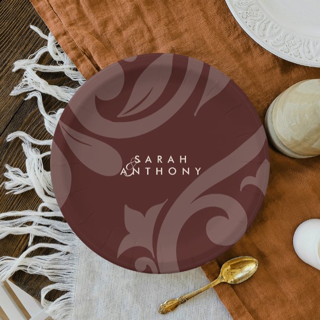 Pastel Sun Classic Mahogany Red Wedding Plates (Creator Uploaded)