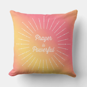 Pastel Sun Ray Prayer Is Powerful Christian Cushion