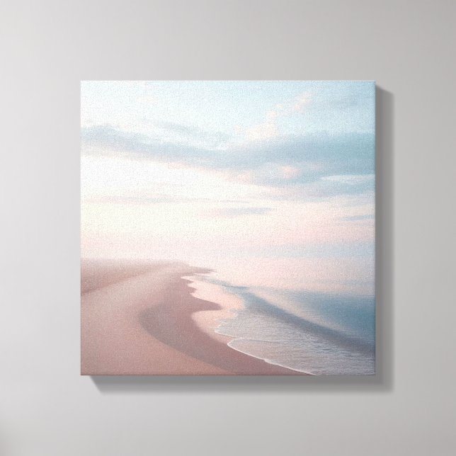 Pastel Sunrise Beach Canvas, Serene Morning Ocean  Canvas Print (Front)