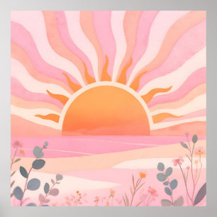 Pastel Sunrise Boho Meadow Poster