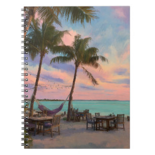 Pastel Sunset Beach Hammock Paradise Art Notebook