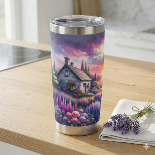 Pastel Sunset Cottage Lakeside Garden Dreamscape Insulated Tumbler