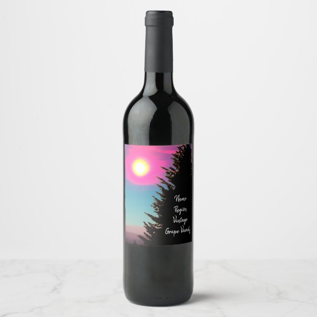 Pastel Sunset, Custom Wine Label (Front)