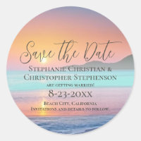 Pastel Sunset Destination Beach Save the Date