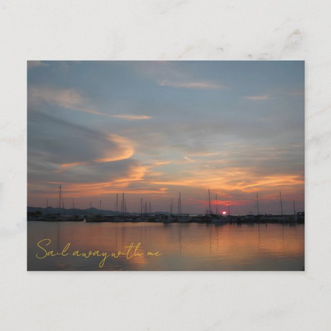 Pastel Sunset Harbour Postcard (Front)