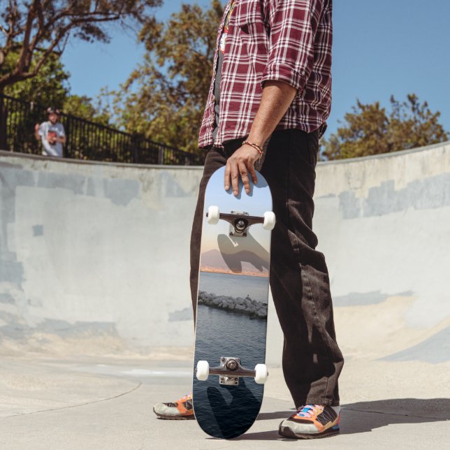 Pastel Sunset Naples Bay with Mount Vesuvius Skateboard (Outdoor 2)