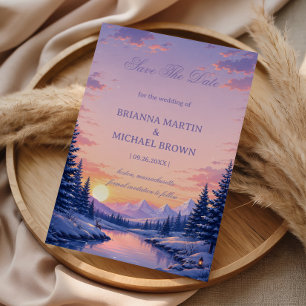 Pastel Sunset Over Alpine Winter Save The Date