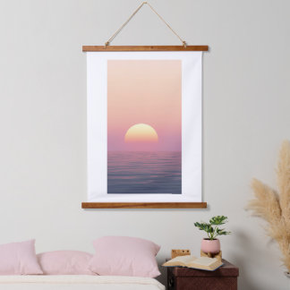 Pastel Sunset Over Calm Ocean Hanging Tapestry