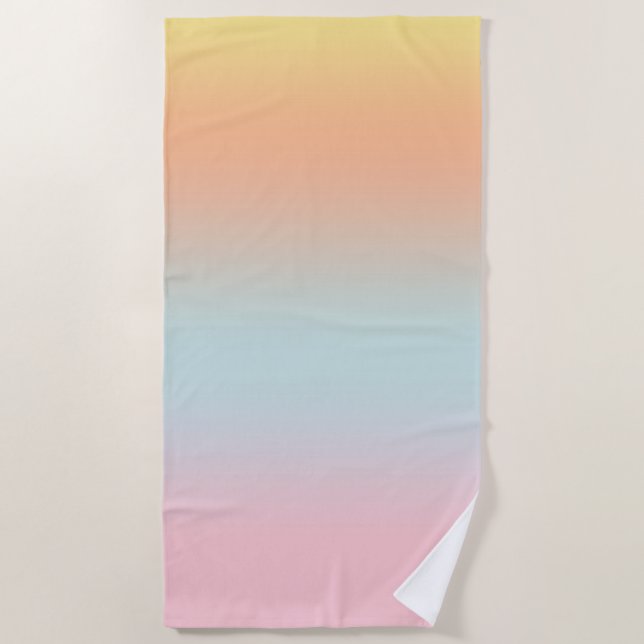Pastel Sunset Pink Blue Peach Ombre Gradient  Beach Towel (Front)