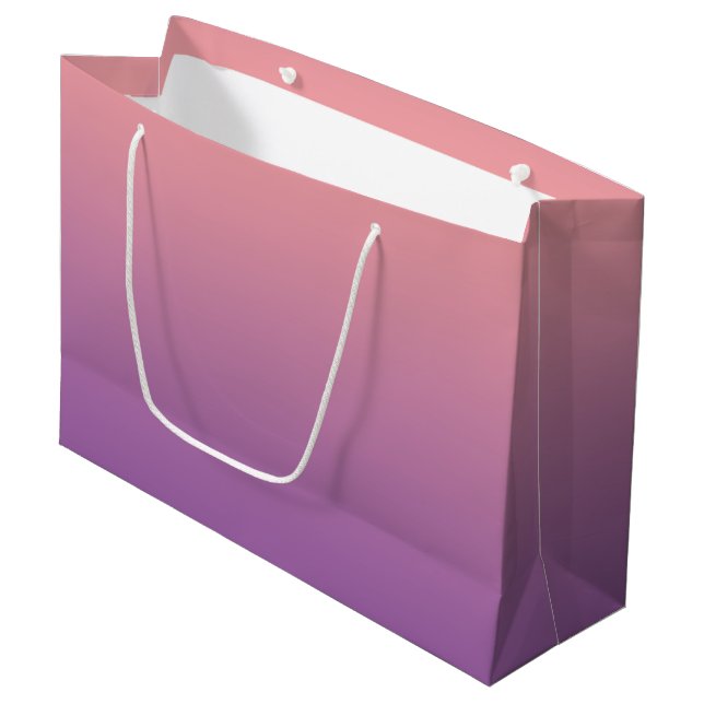 Pastel Sunset Pink Purple Ombre Gradient  Large Gift Bag (Front Angled)