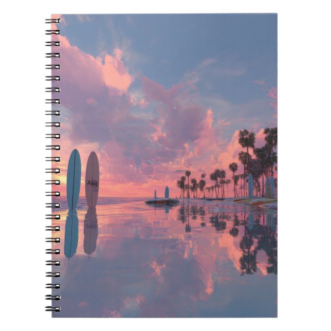 Pastel Sunset Surf Reflection Notebook (Front)