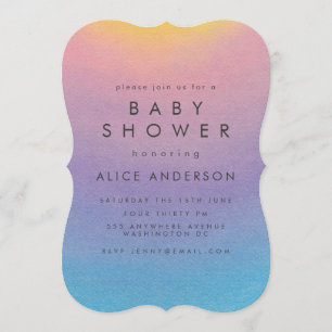 Pastel Sunset Watercolor Ombre Baby Shower Invitation