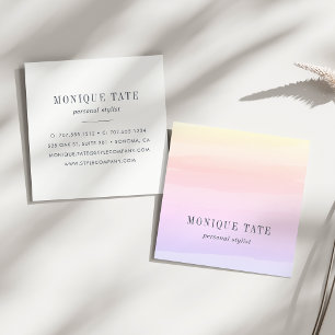 Pastel Sunset Watercolor Square Business Card
