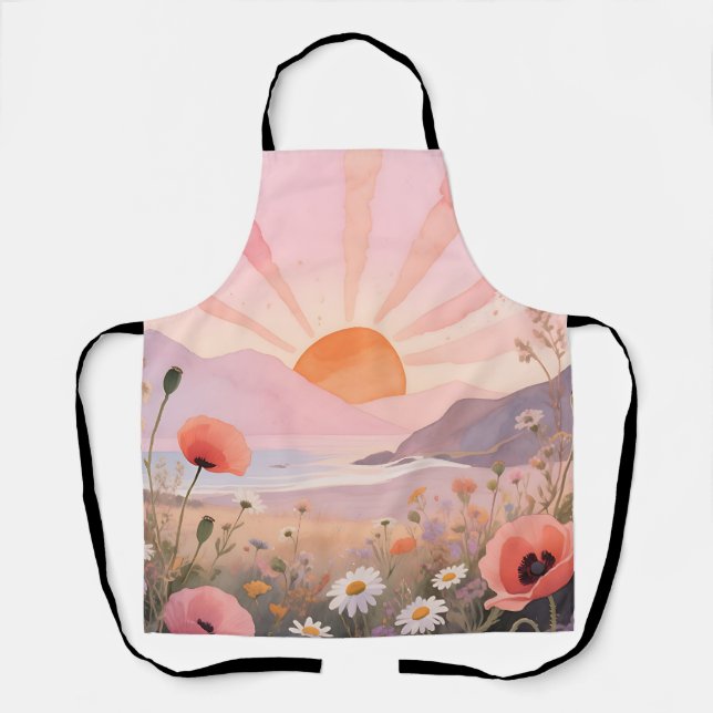 Pastel Sunset Wildflower Meadow Apron (Front)