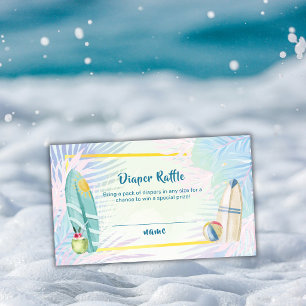 Pastel Surfboard Beach Diaper Raffle Baby Shower Enclosure Card