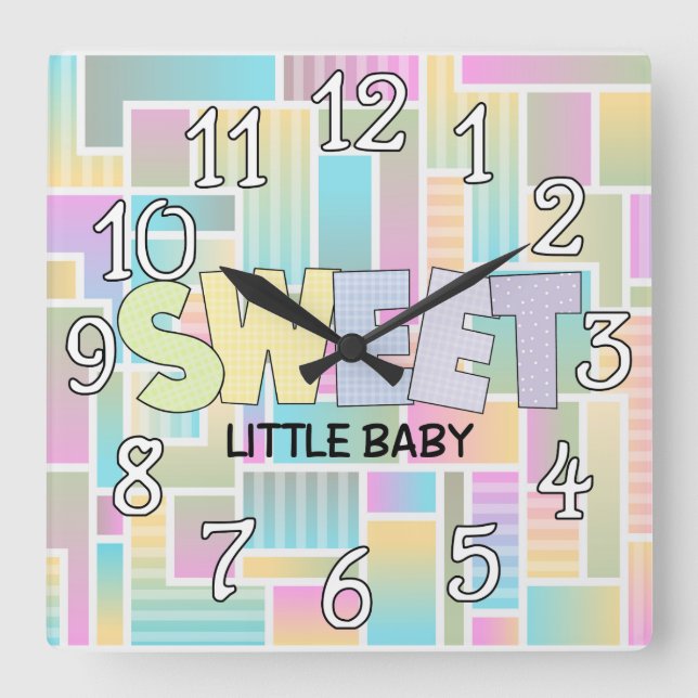 Pastel Sweet Baby Nursery Wall Clock (Front)