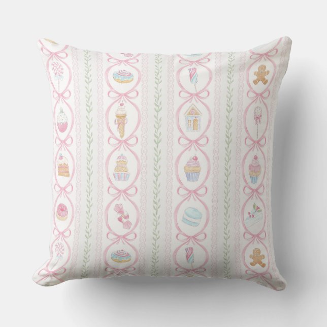 Pastel Sweet Holiday Treats Monogram Crest  Cushion (Front)