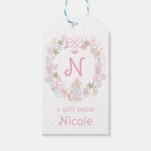 Pastel Sweet Holiday Treats Monogram Crest  Gift Tags