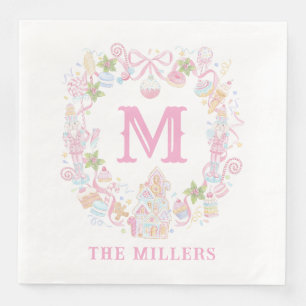 Pastel Sweet Holiday Treats Monogram Crest  Napkin