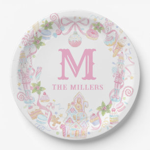 Pastel Sweet Holiday Treats Monogram Crest  Paper Plate