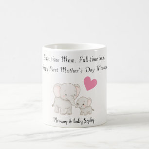 Pastel Sweet Mummy Elephant and Child -  Coffee Mug