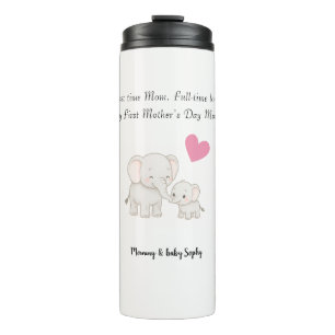 Pastel Sweet Mummy Elephant and Child - Thermal Tumbler