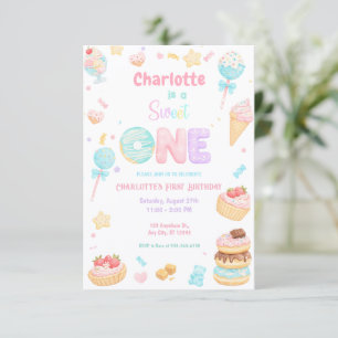 Pastel Sweet One First Birthday Party Invitation