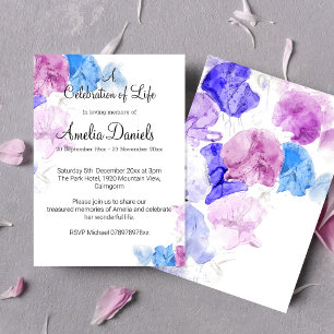 Pastel Sweet Pea Celebration Of Life Invitation