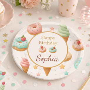 Pastel Sweet Treat Birthday Party Paper Plate