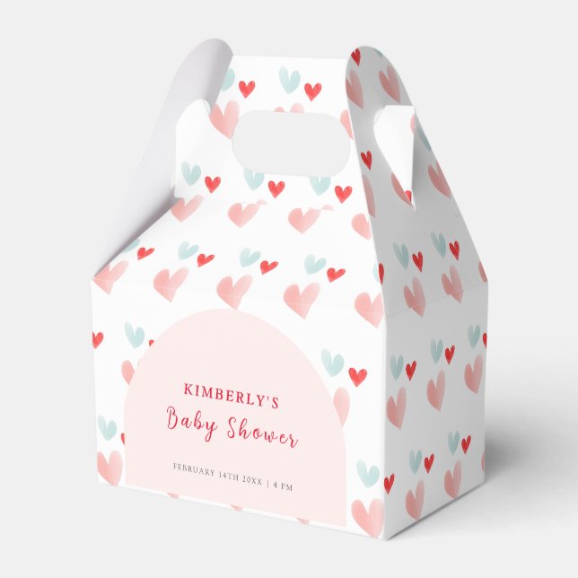 Pastel Sweetheart Arch Valentines Baby Shower Favour Box (Front Side)