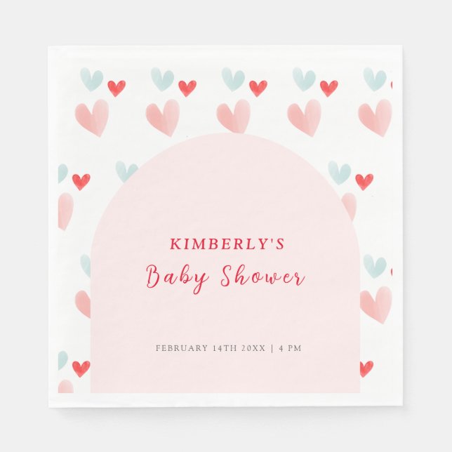 Pastel Sweetheart Arch Valentines Baby Shower Napkin (Front)