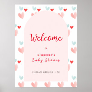 Pastel Sweetheart Arch Welcome Baby Shower Poster