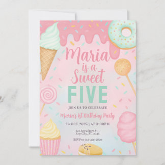 Pastel Sweets Candy Birthday Invitation