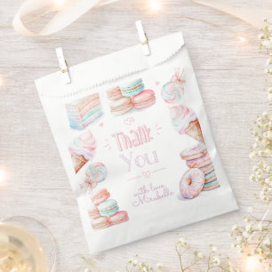 Pastel sweets macarons birthday thank you favour bags