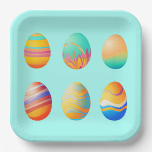 Pastel Swirl Easter Eggs  Paper Plate