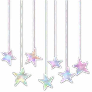 Pastel swirl holographic stars and ribbon cute