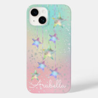 Pastel swirl holographic stars and ribbon cute