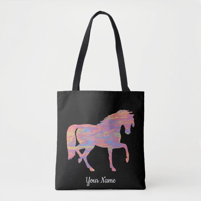 Pastel Swirl Horse Tote Bag (Front)