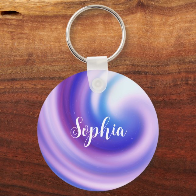 Pastel Swirl Personalised Key Ring (Front)