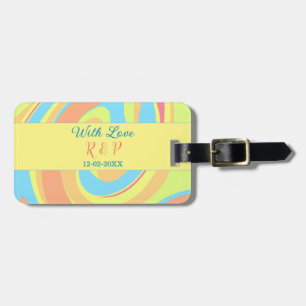  PASTEL SWIRL RETRO ADD NAME LETTER DATE MODERN BO LUGGAGE TAG