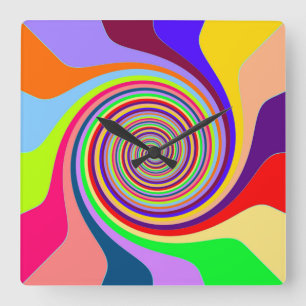 Pastel Swirl Square Wall Clock