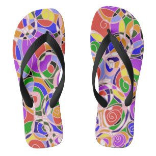 Pastel Swirling Abstract Patterns Flip Flops