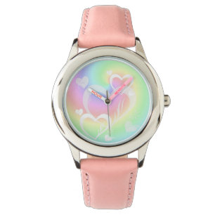 Pastel Swirls Hearts Wrist Watch