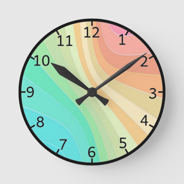 Pastel Swirls Round Clock (Front)